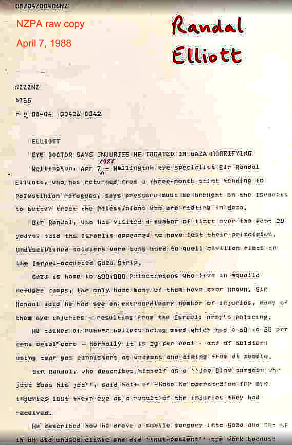 Sir Randal Elliott on Gaza, 1988
